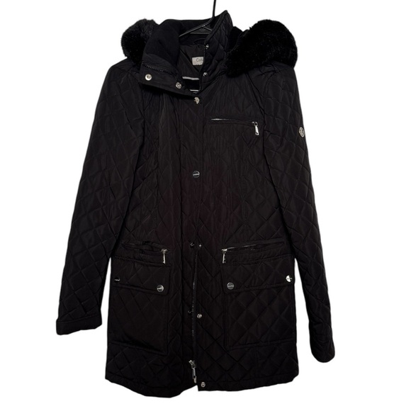 Calvin Klein Black Quilted Jacket With Hood Size Medium - Picture 1 of 14